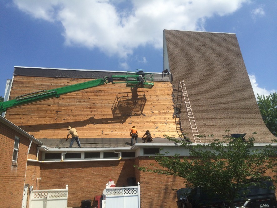 Progress of roof repair of Almonesson UMC