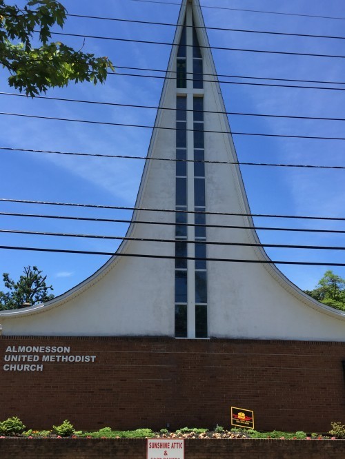 Front of finished roof of Almonesson UMC